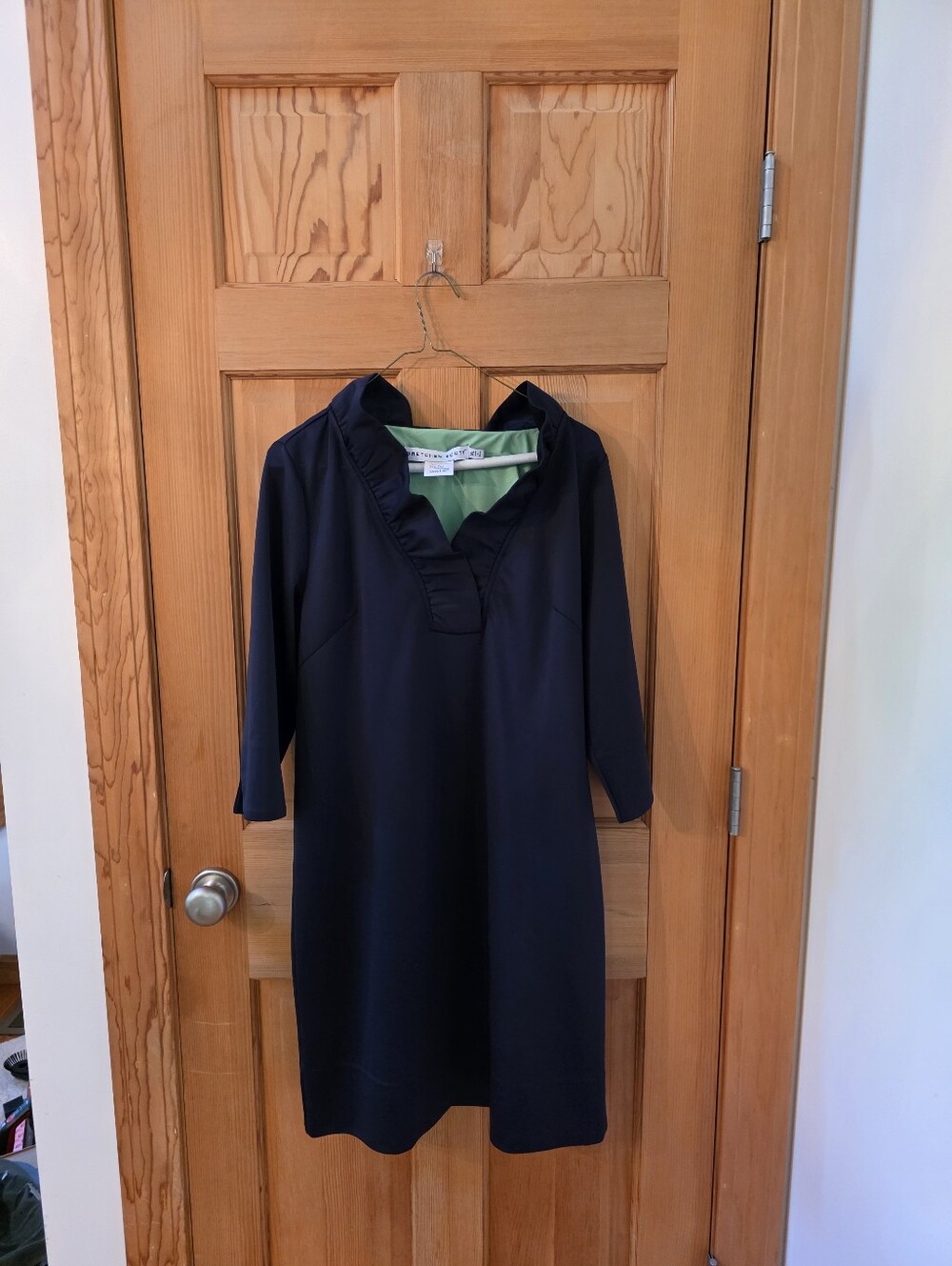 Gretchen Scott Designs Navy Ruffle V-Neck Girls' Dress